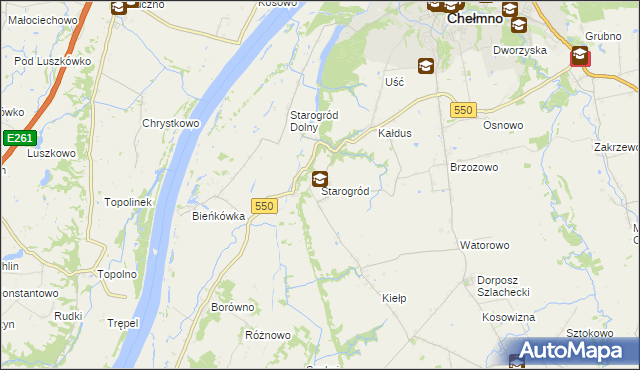 mapa Starogród gmina Chełmno, Starogród gmina Chełmno na mapie Targeo