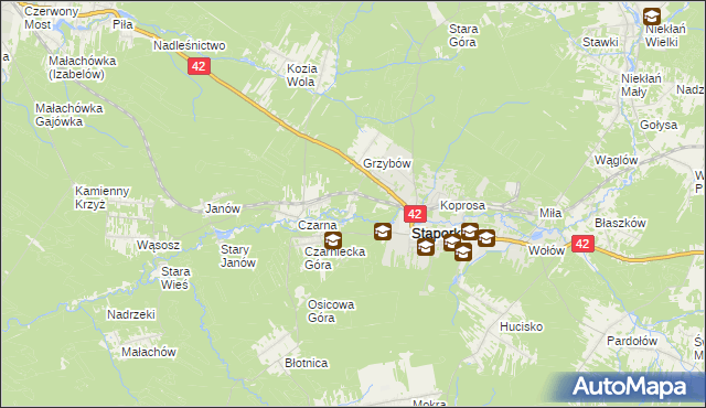 mapa Stary Grzybów, Stary Grzybów na mapie Targeo