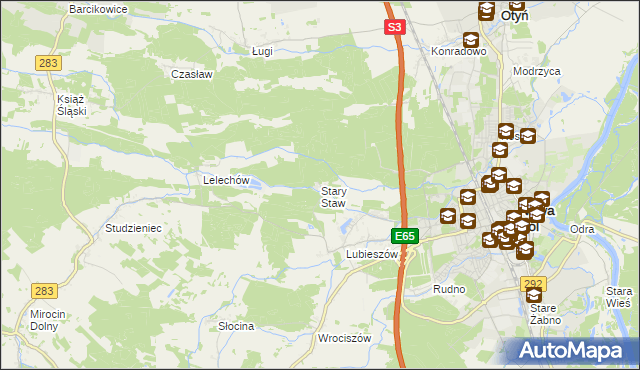 mapa Stary Staw gmina Nowa Sól, Stary Staw gmina Nowa Sól na mapie Targeo