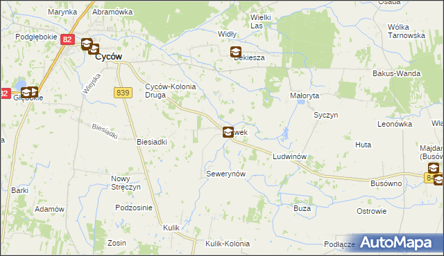 mapa Stawek gmina Cyców, Stawek gmina Cyców na mapie Targeo