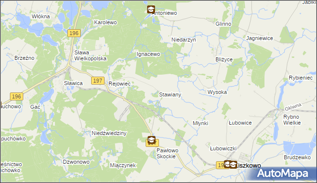 mapa Stawiany gmina Skoki, Stawiany gmina Skoki na mapie Targeo