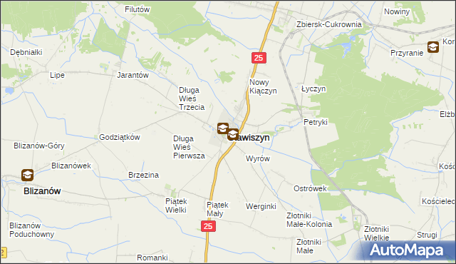mapa Stawiszyn powiat kaliski, Stawiszyn powiat kaliski na mapie Targeo