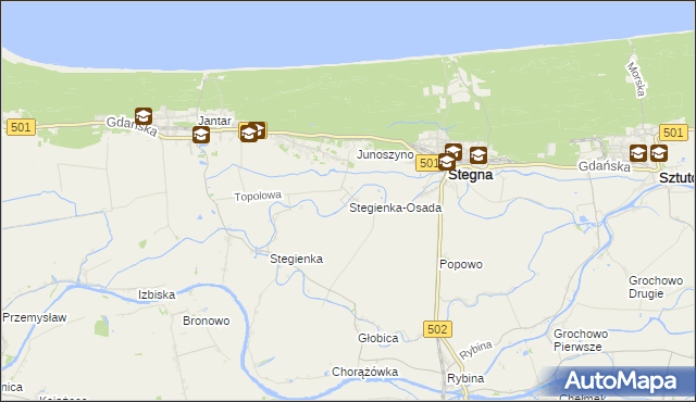 mapa Stegienka-Osada, Stegienka-Osada na mapie Targeo