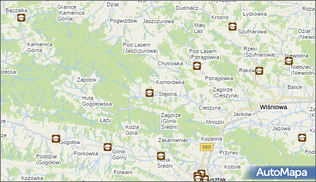 mapa Stępina, Stępina na mapie Targeo