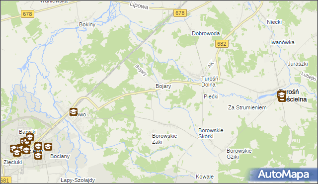 mapa Stoczki gmina Turośń Kościelna, Stoczki gmina Turośń Kościelna na mapie Targeo
