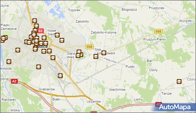 mapa Stok Lacki, Stok Lacki na mapie Targeo