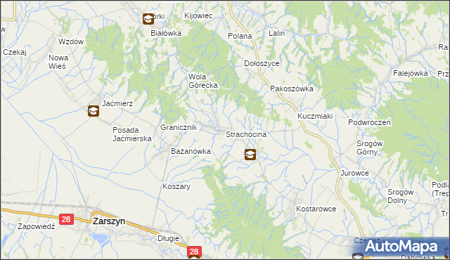 mapa Strachocina, Strachocina na mapie Targeo