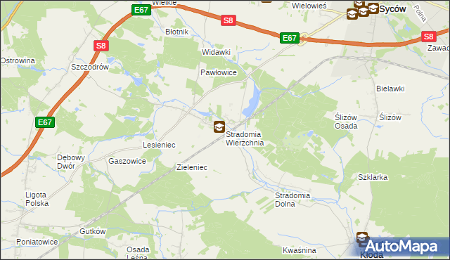 mapa Stradomia Wierzchnia, Stradomia Wierzchnia na mapie Targeo