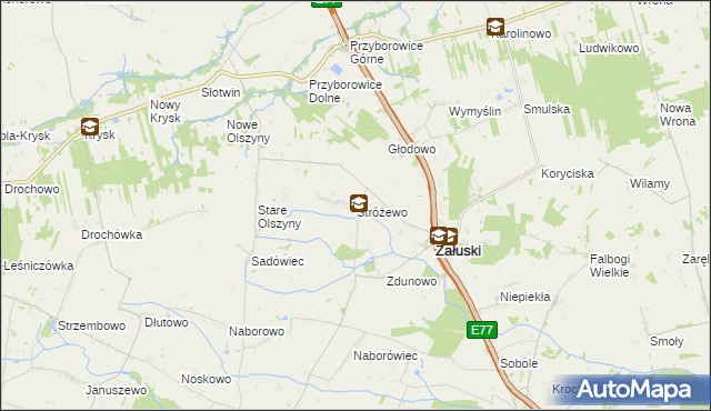 mapa Stróżewo gmina Załuski, Stróżewo gmina Załuski na mapie Targeo