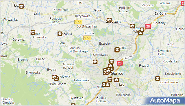 mapa Stróżówka, Stróżówka na mapie Targeo