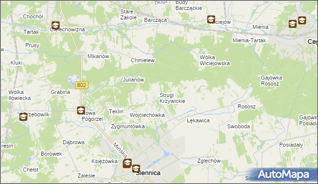 mapa Strugi Krzywickie, Strugi Krzywickie na mapie Targeo