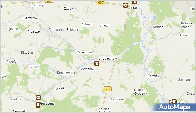 mapa Strupiechów, Strupiechów na mapie Targeo