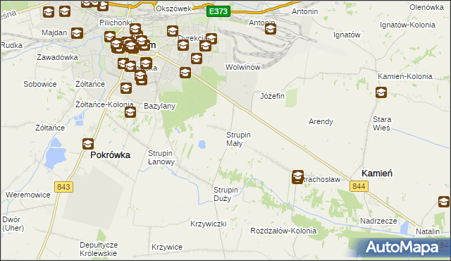 mapa Strupin Mały, Strupin Mały na mapie Targeo