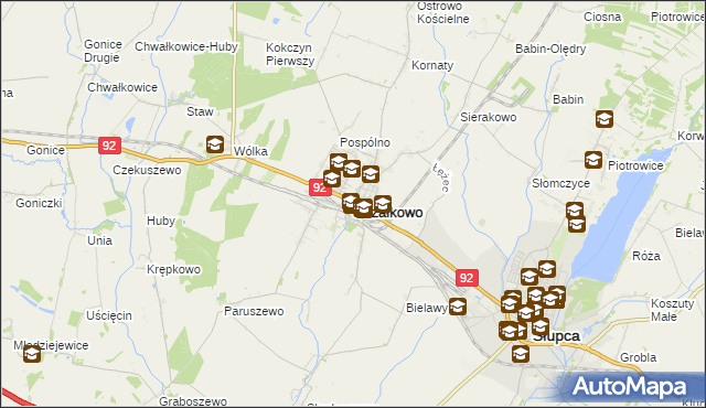 mapa Strzałkowo powiat słupecki, Strzałkowo powiat słupecki na mapie Targeo