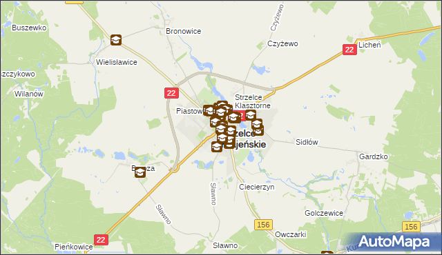 mapa Strzelce Krajeńskie, Strzelce Krajeńskie na mapie Targeo