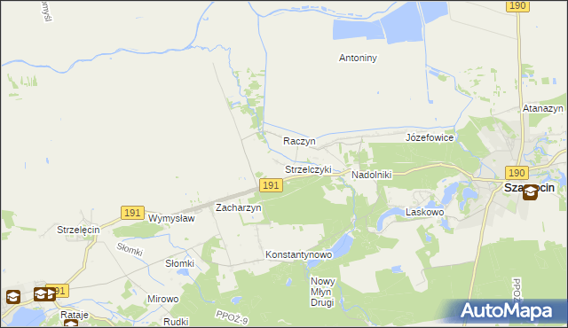 mapa Strzelczyki, Strzelczyki na mapie Targeo