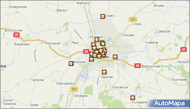 mapa Strzelin, Strzelin na mapie Targeo