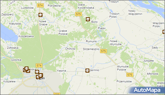 mapa Strzemeszno, Strzemeszno na mapie Targeo