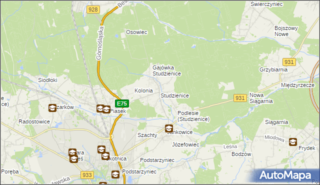 mapa Studzienice gmina Pszczyna, Studzienice gmina Pszczyna na mapie Targeo