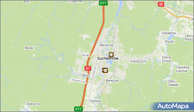 mapa Suchedniów, Suchedniów na mapie Targeo