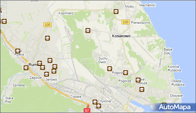 mapa Suchy Dwór gmina Kosakowo, Suchy Dwór gmina Kosakowo na mapie Targeo