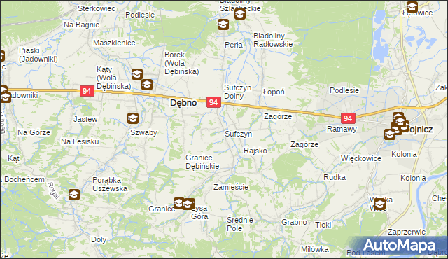 mapa Sufczyn gmina Dębno, Sufczyn gmina Dębno na mapie Targeo