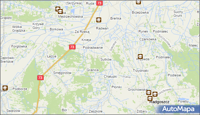 mapa Sutków, Sutków na mapie Targeo