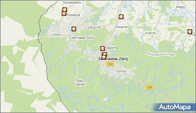 mapa Świeradów-Zdrój, Świeradów-Zdrój na mapie Targeo