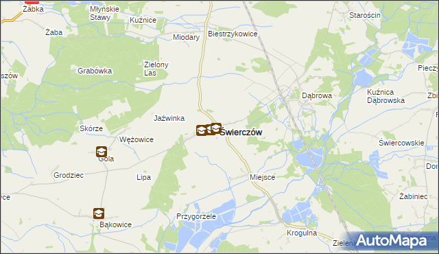 mapa Świerczów powiat namysłowski, Świerczów powiat namysłowski na mapie Targeo