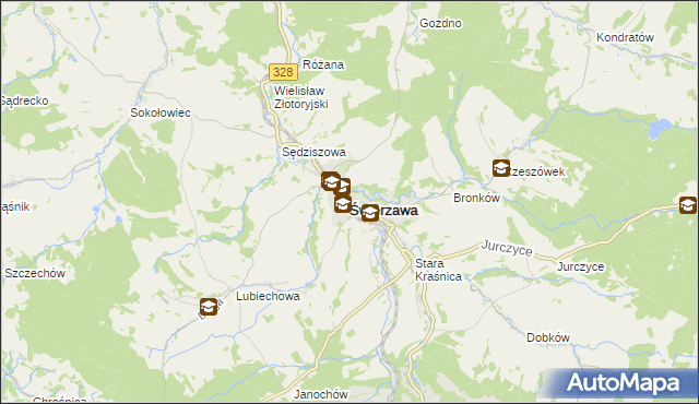 mapa Świerzawa, Świerzawa na mapie Targeo