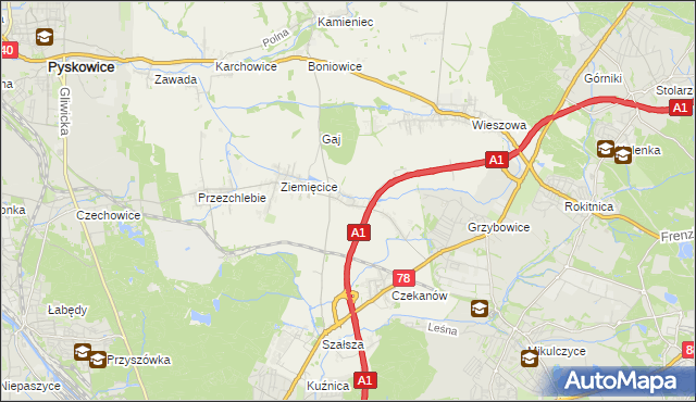mapa Świętoszowice, Świętoszowice na mapie Targeo