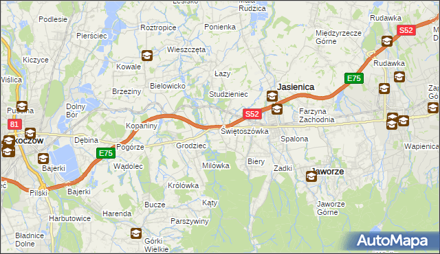 mapa Świętoszówka, Świętoszówka na mapie Targeo