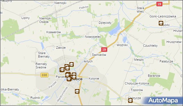 mapa Świniarów, Świniarów na mapie Targeo