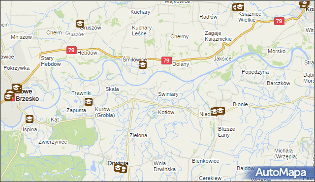 mapa Świniary gmina Drwinia, Świniary gmina Drwinia na mapie Targeo