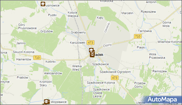 mapa Szadek powiat zduńskowolski, Szadek powiat zduńskowolski na mapie Targeo