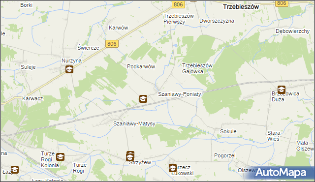 mapa Szaniawy-Poniaty, Szaniawy-Poniaty na mapie Targeo