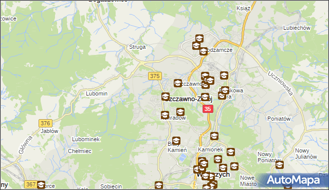 mapa Szczawno-Zdrój, Szczawno-Zdrój na mapie Targeo