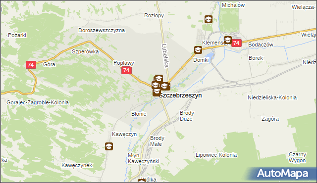 mapa Szczebrzeszyn, Szczebrzeszyn na mapie Targeo