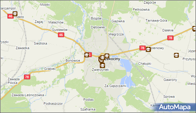 mapa Szczekociny, Szczekociny na mapie Targeo