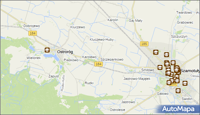 mapa Szczepankowo gmina Ostroróg, Szczepankowo gmina Ostroróg na mapie Targeo