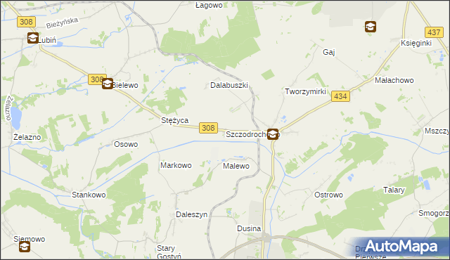 mapa Szczodrochowo gmina Gostyń, Szczodrochowo gmina Gostyń na mapie Targeo