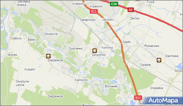 mapa Szczytniki gmina Kórnik, Szczytniki gmina Kórnik na mapie Targeo