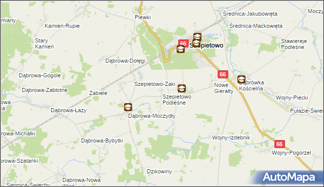 mapa Szepietowo Podleśne, Szepietowo Podleśne na mapie Targeo