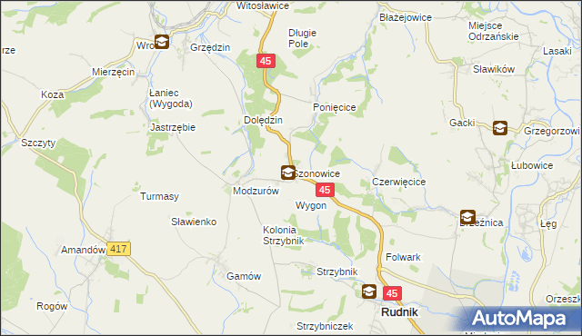 mapa Szonowice, Szonowice na mapie Targeo