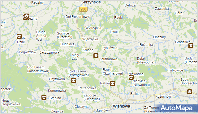 mapa Szufnarowa, Szufnarowa na mapie Targeo