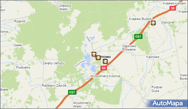 mapa Szumowo powiat zambrowski, Szumowo powiat zambrowski na mapie Targeo