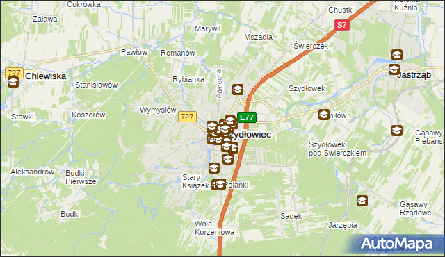 mapa Szydłowiec, Szydłowiec na mapie Targeo