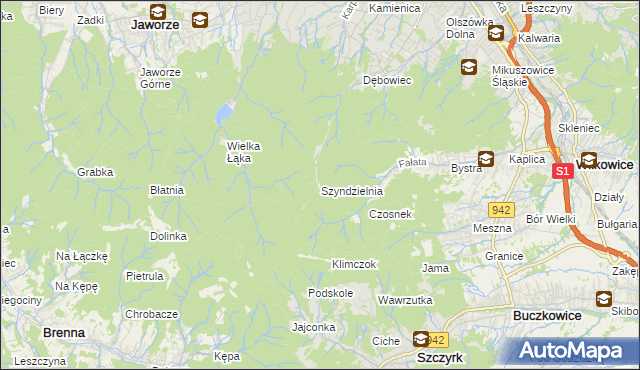 mapa Szyndzielnia, Szyndzielnia na mapie Targeo