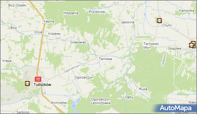 mapa Tarnowa gmina Tuliszków, Tarnowa gmina Tuliszków na mapie Targeo