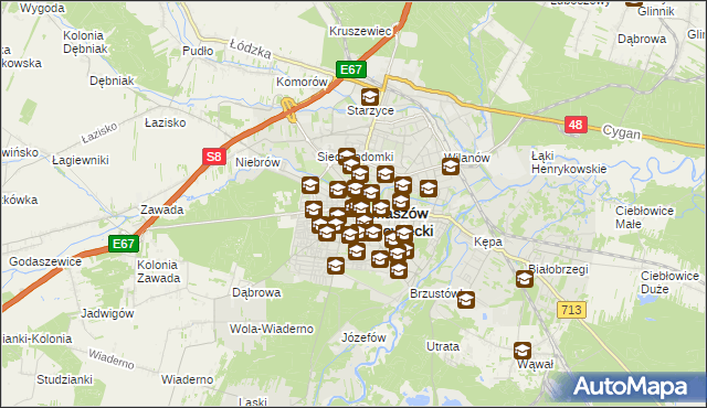 mapa Tomaszów Mazowiecki, Tomaszów Mazowiecki na mapie Targeo